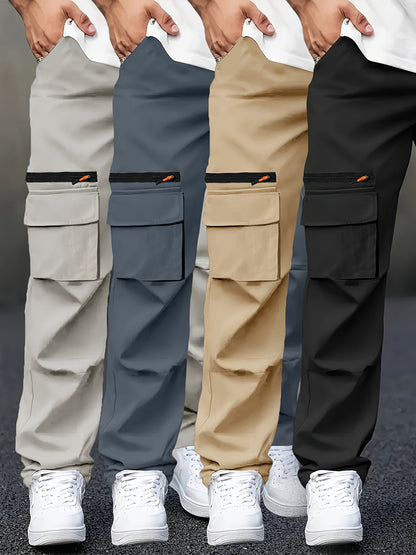 Men's Light gray + dark gray + khaki + black Polyester Pants - product view 7