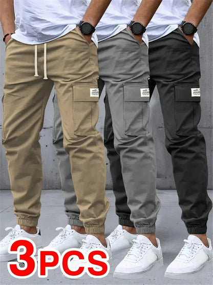 Men's Black+gray+brown Polyester Pants - product view 6