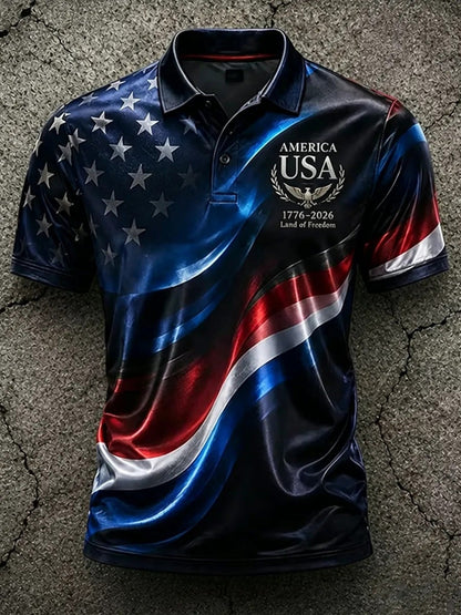 Men's Patriotic Polo Shirt - Collared Short Sleeve 243429
