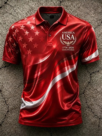 Men's Patriotic Polo Shirt - Collared Short Sleeve 243429