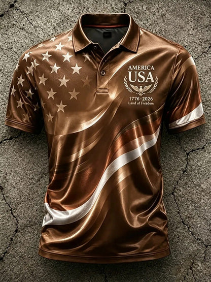 Men's Patriotic Polo Shirt - Collared Short Sleeve 243429
