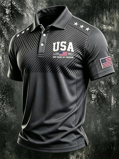 Men's Patriotic Polo Shirt - Collared Short Sleeve 556453