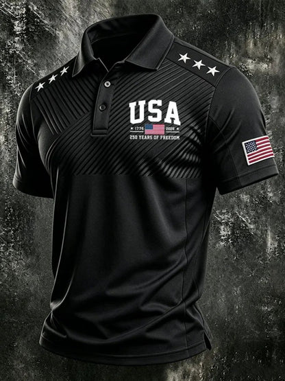 Men's Patriotic Polo Shirt - Collared Short Sleeve 556453