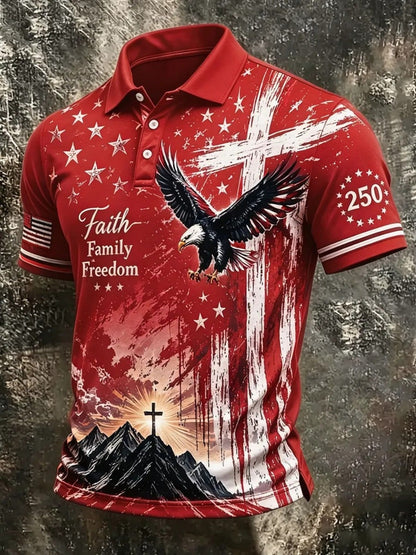 Men's Patriotic Polo Shirt - Collared Short Sleeve 637797