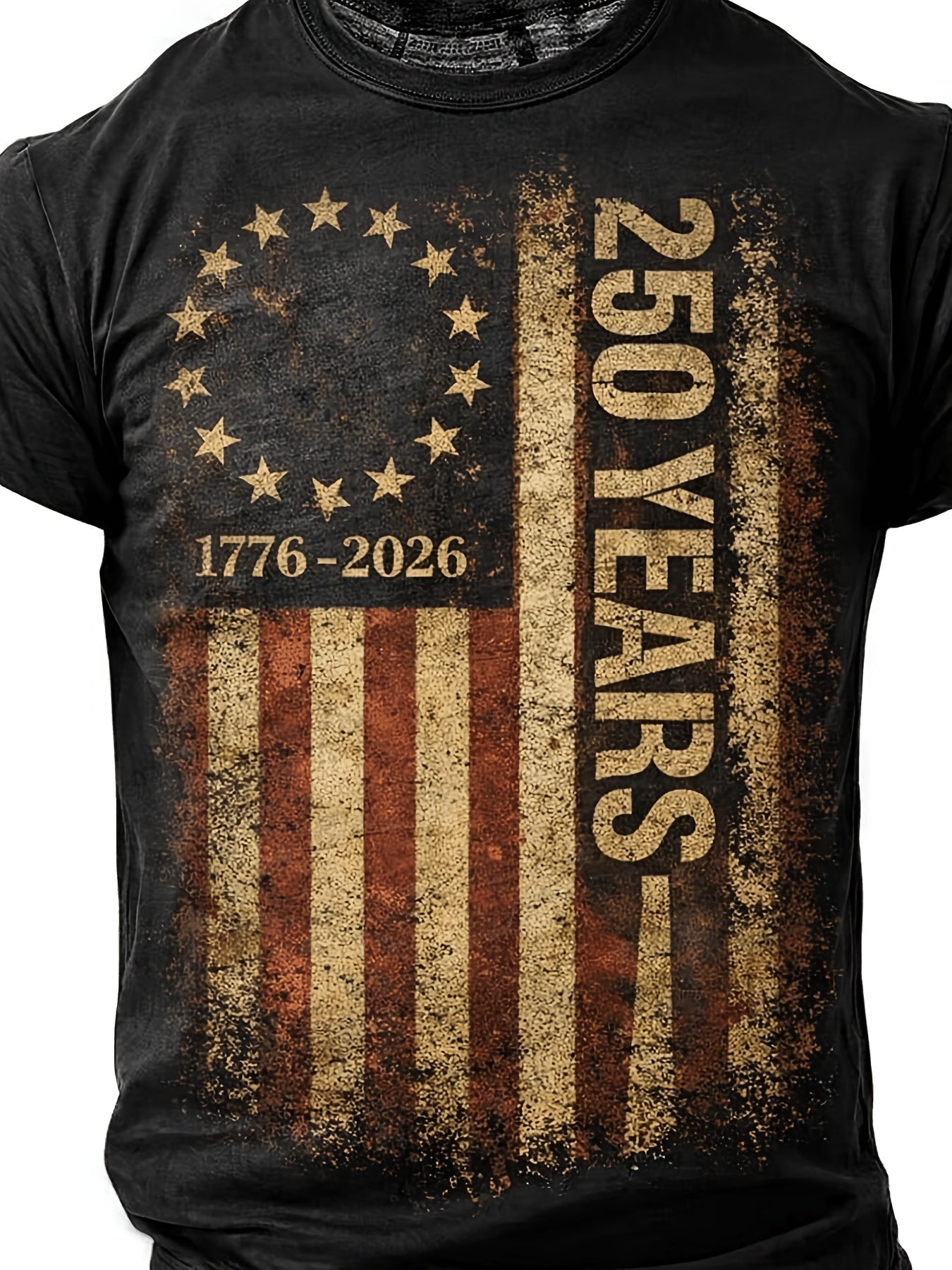 Men's Patriotic T-Shirt - Crew Neck Short Sleeve