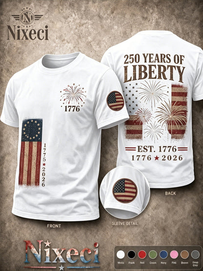 Men's Patriotic T-Shirt - Round Neck Short Sleeve