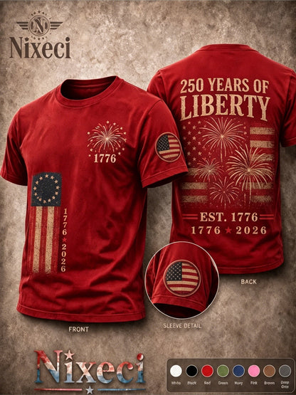 Men's Patriotic T-Shirt - Round Neck Short Sleeve