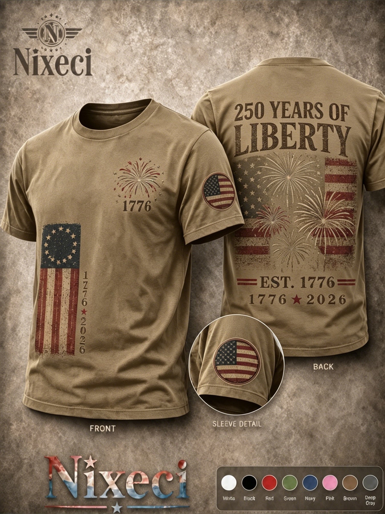 Men's Dark Green Printed Short-Sleeve T-Shirt - product view 47