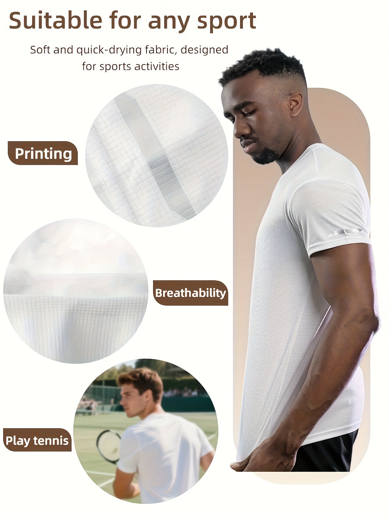 Men's Performance T-Shirt - Crew Neck Short Sleeve Modern Style