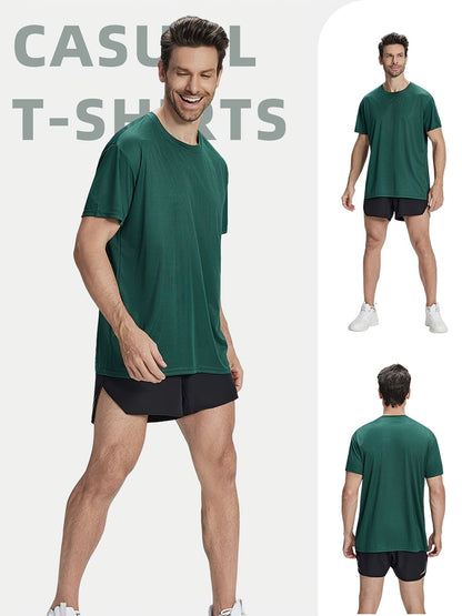 Men's Performance T-Shirt - Crew Neck Short Sleeve Modern Style