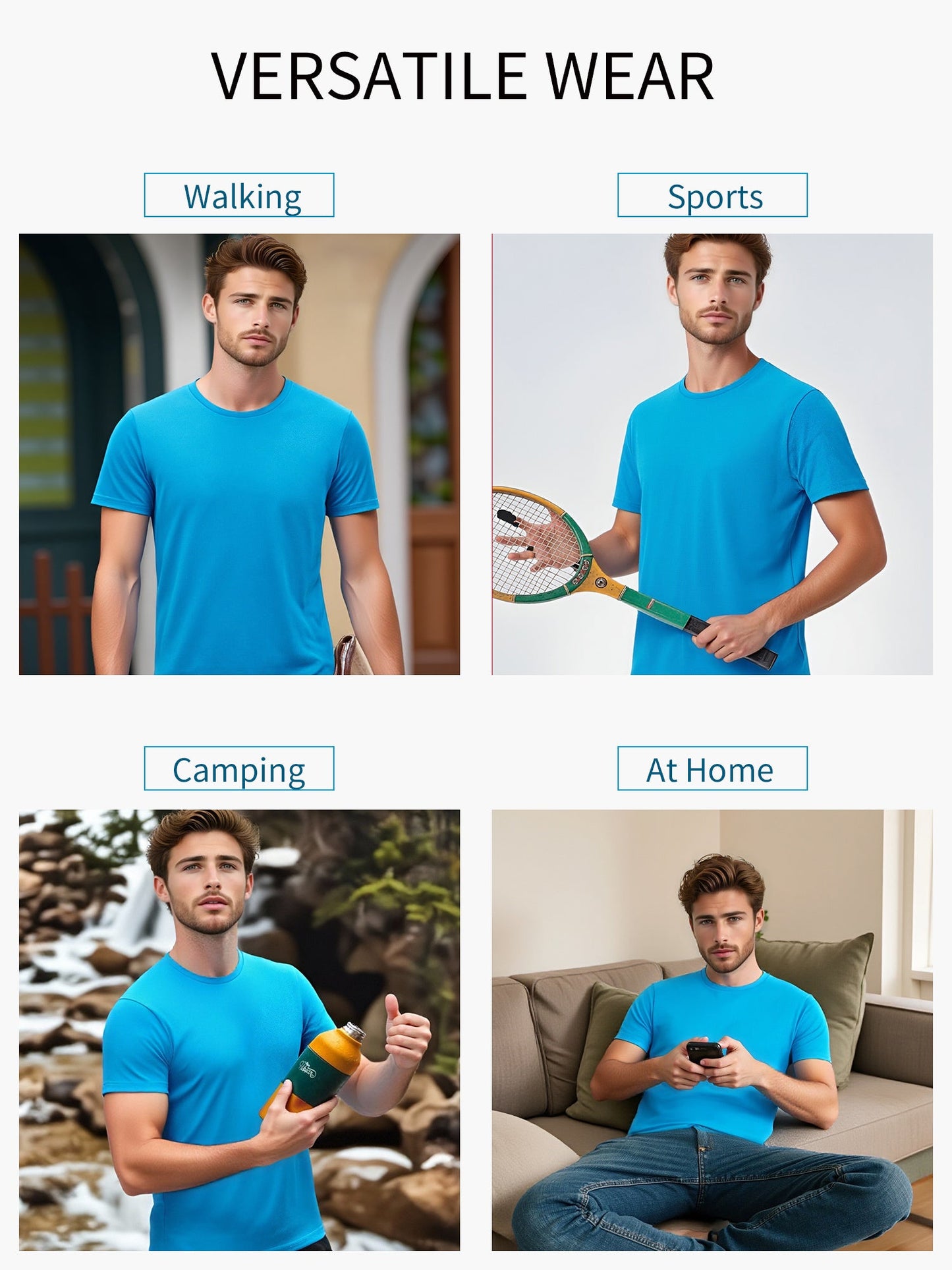 Men's Performance T-Shirt - Crew Neck Short Sleeve Weekend Style 630885