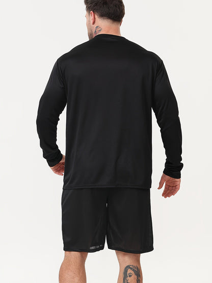 Men's Performance T-Shirt - Round Neck Long Sleeve Modern Style 788965