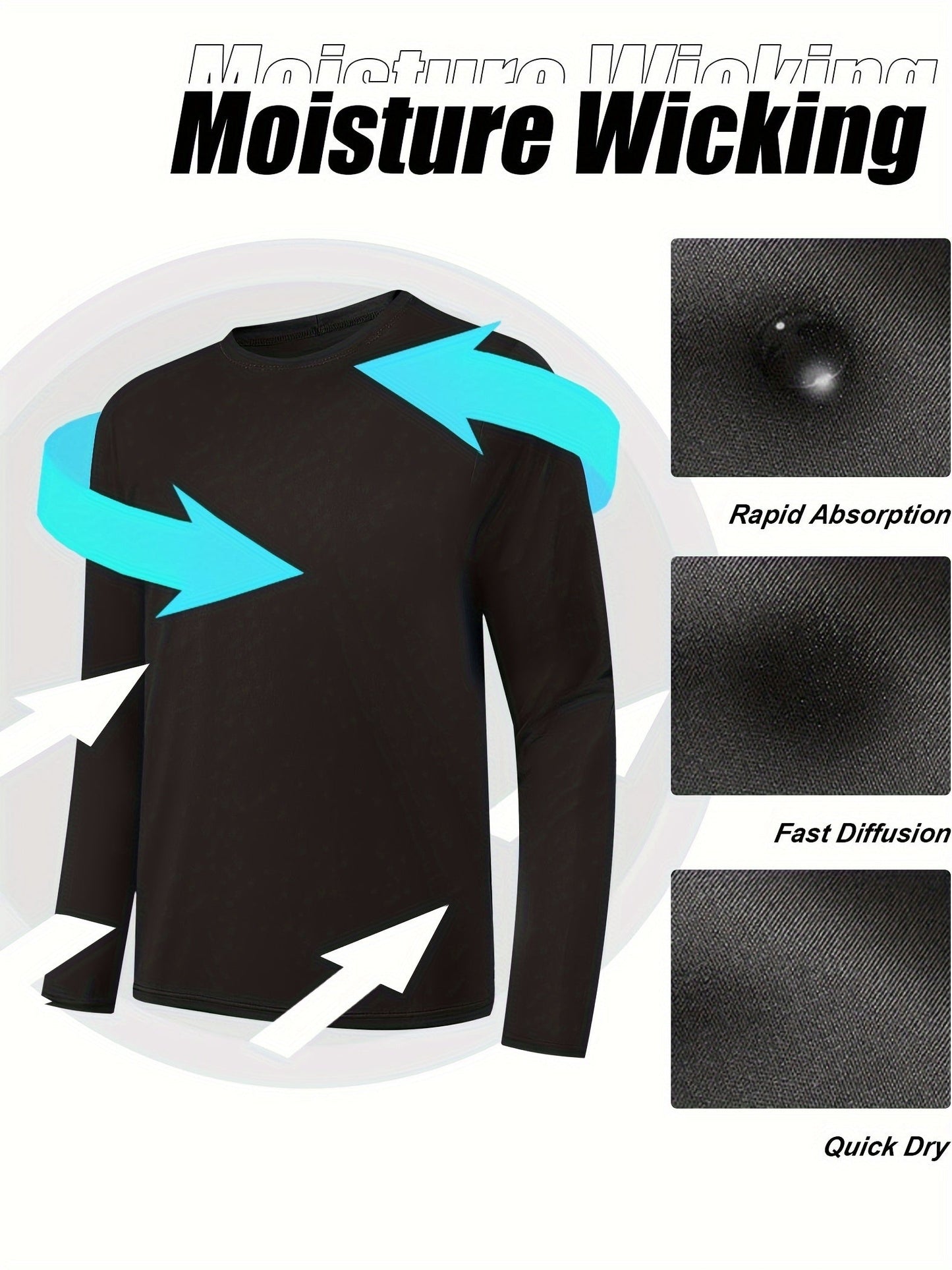 Men's Performance T-Shirt - Round Neck Long Sleeve Modern Style