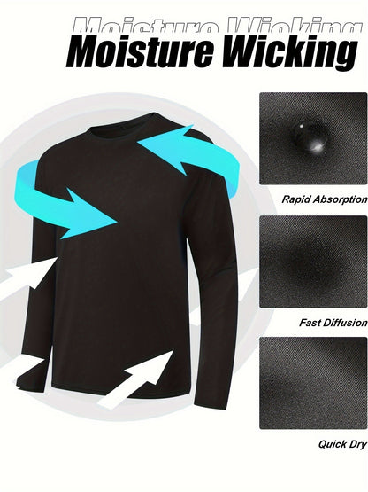 Men's Performance T-Shirt - Round Neck Long Sleeve Modern Style