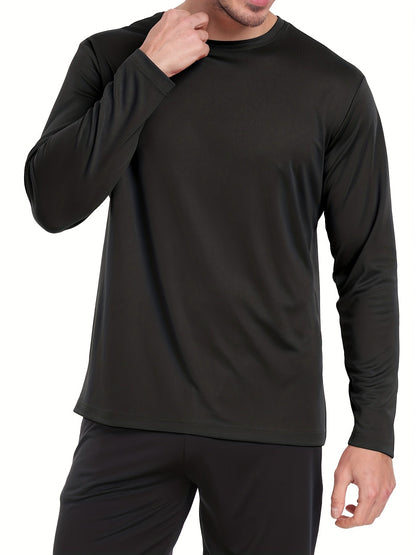 Men's Performance T-Shirt - Round Neck Long Sleeve Modern Style