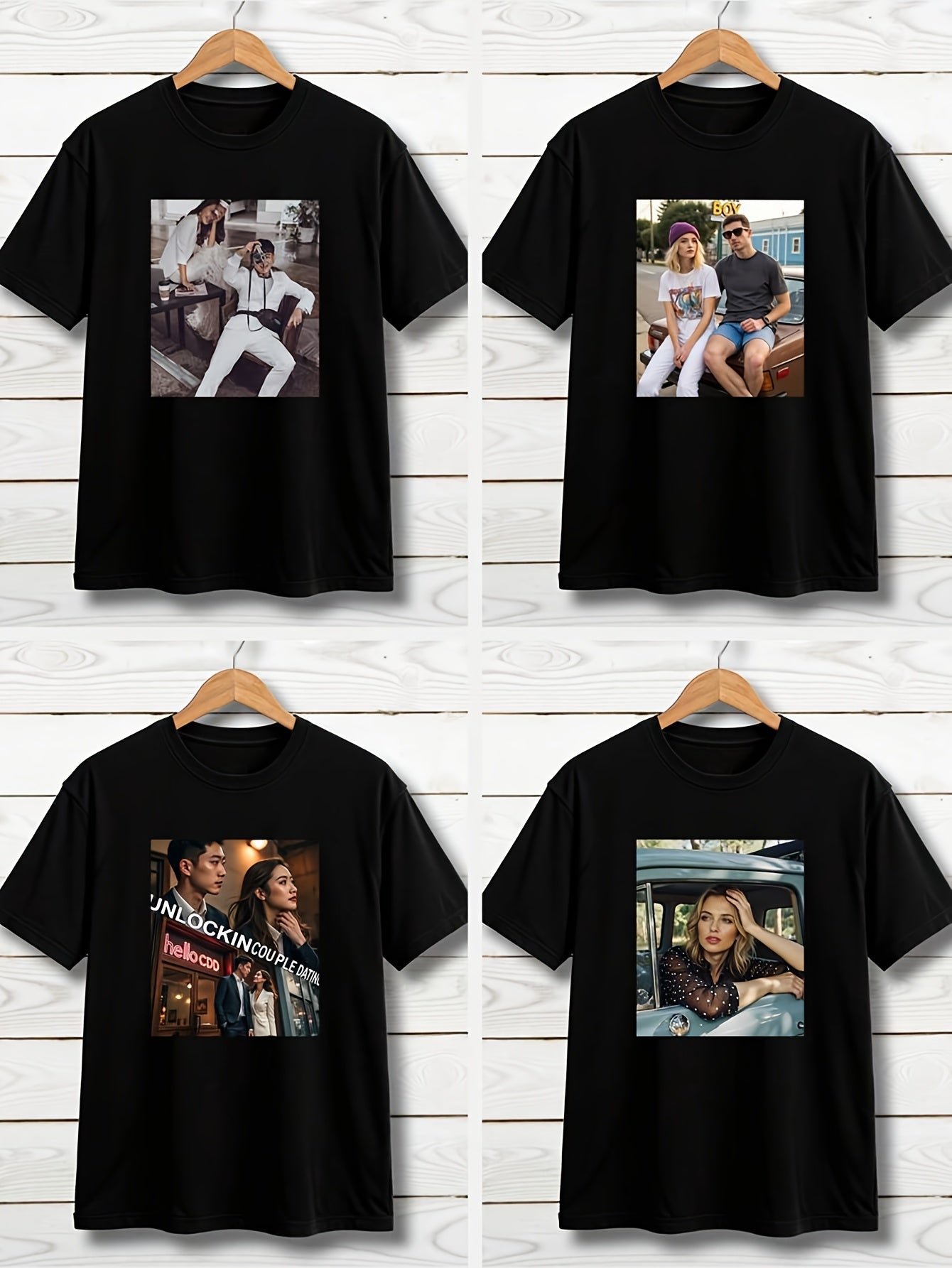 Men's Black Polyester Printed Short-Sleeve T-Shirt - product view 4
