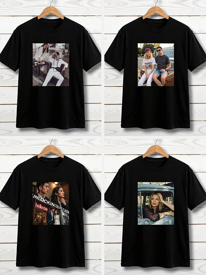 Men's Black Polyester Printed Short-Sleeve T-Shirt - product view 4