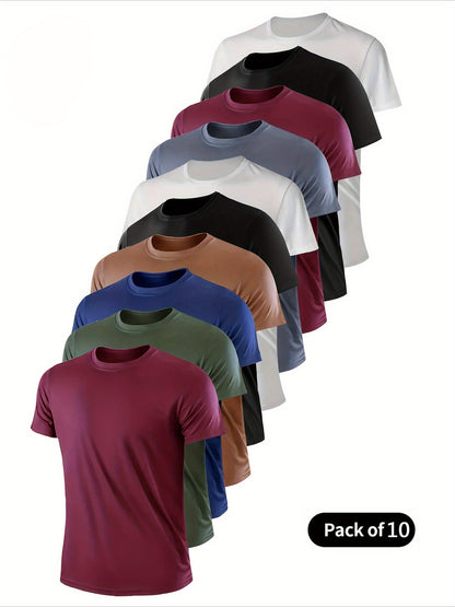 Men's Performance T-Shirt - Round Neck Short Sleeve Modern Style 645541