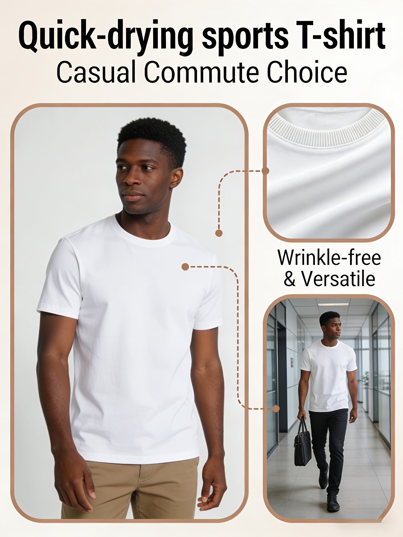 Men's Performance T-Shirt - Round Neck Short Sleeve Streetwear Style 498661