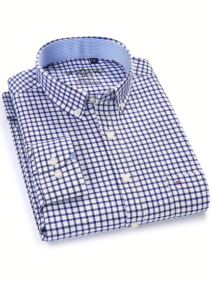 Men's Plaid Long Sleeve Dress Shirt - Easy Care