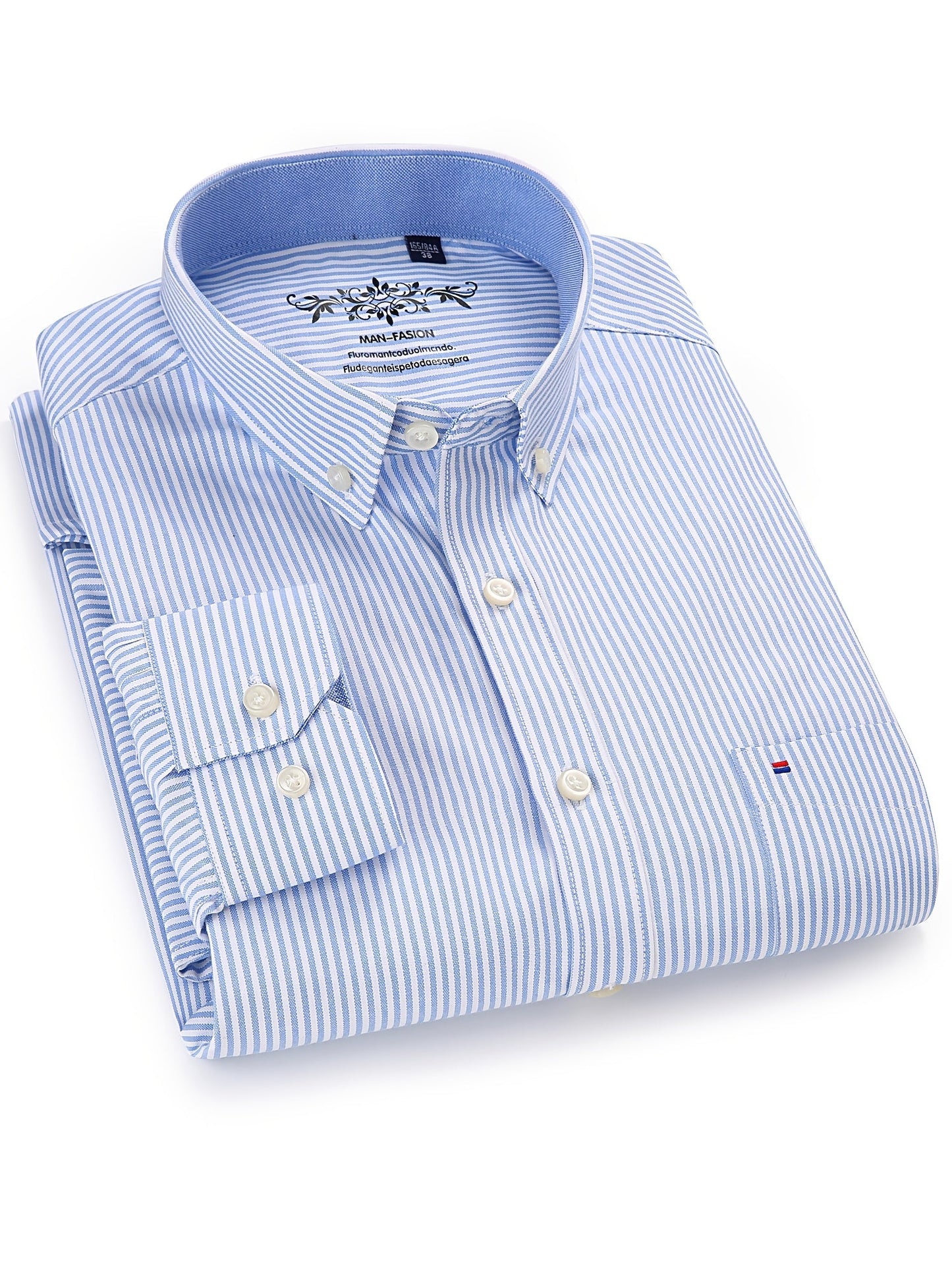 Men's Light Purple Striped Long-Sleeve Dress - product view 32