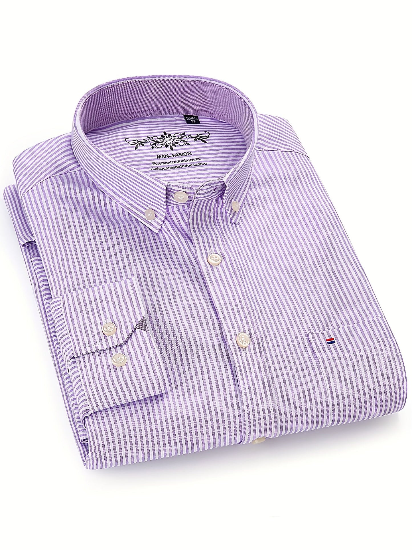 Men's Light Purple Striped Long-Sleeve Dress - product view 22