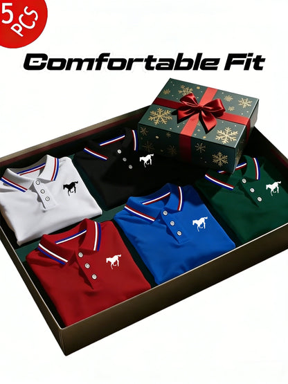 Men's Polo Shirt Set – Horse graphic; mixed colors – view 7