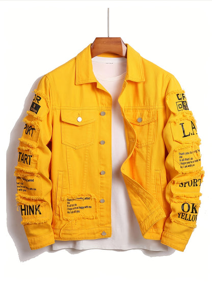 Men's Yellow Denim Denim Jacket - product view 10