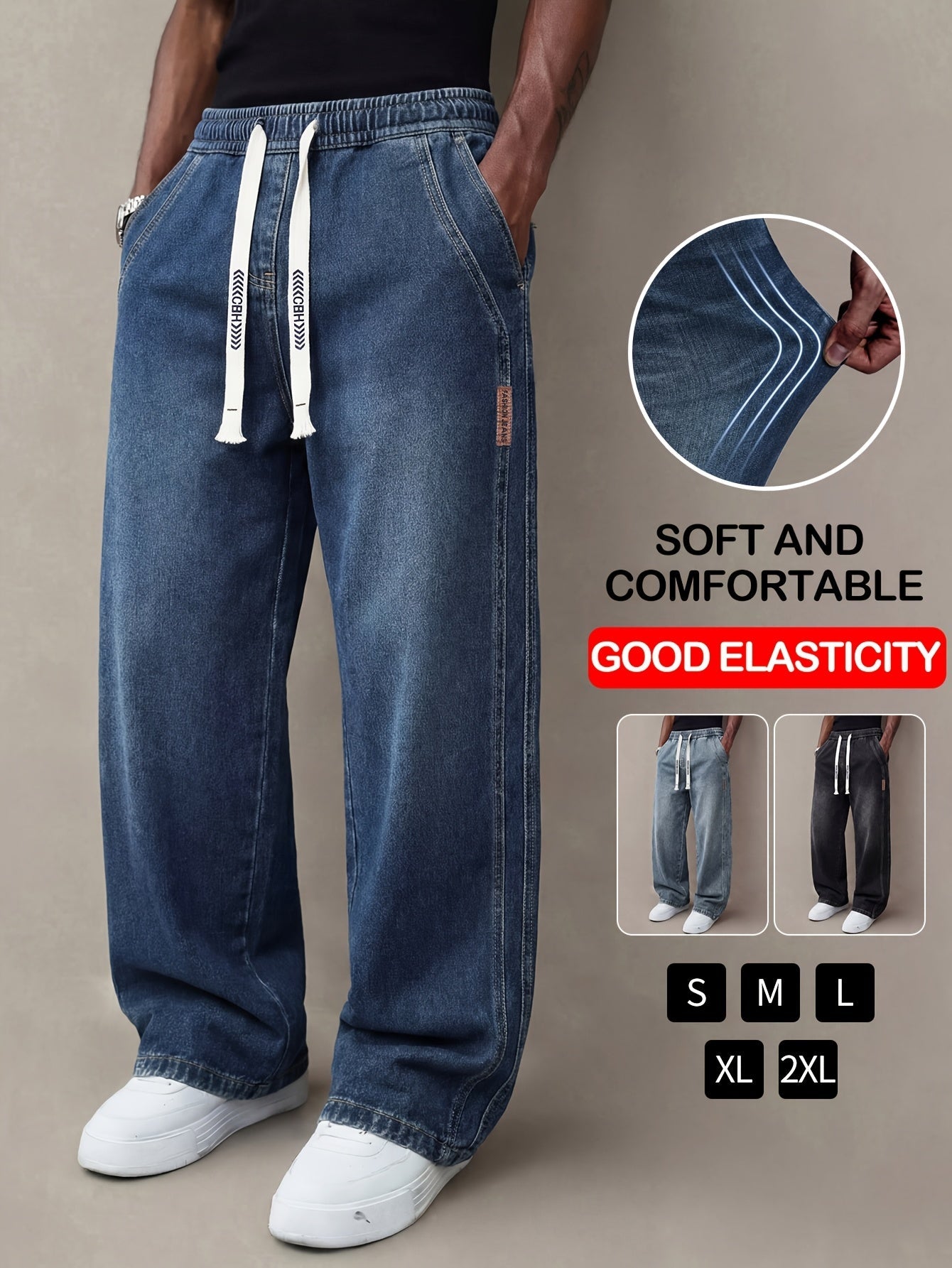 Men's Polished White Blue Jeans - product view 27