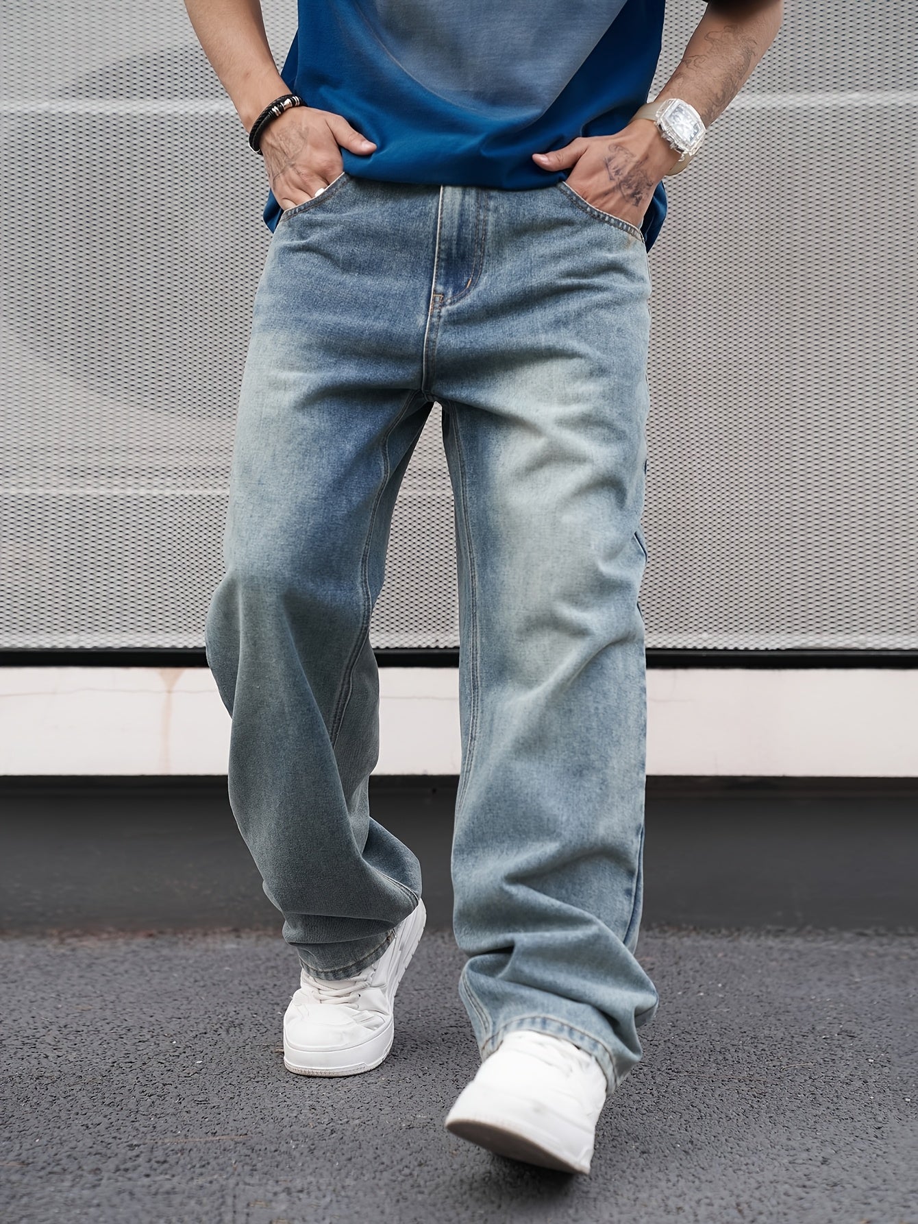 Men's Relaxed Fit Jeans - Vintage Wash Clean Finish