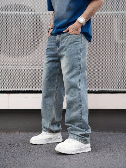 Men's Relaxed Fit Jeans - Vintage Wash Clean Finish