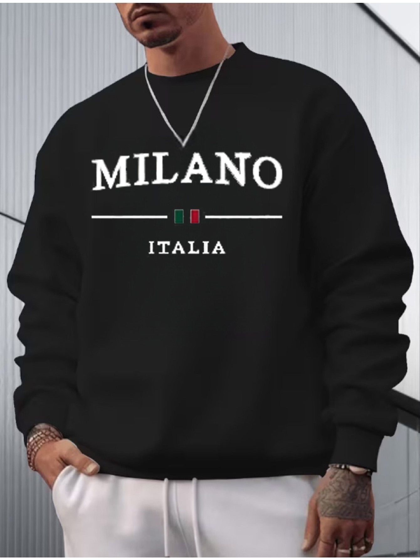 Men's Black Long-Sleeve Sweatshirt - product view 5