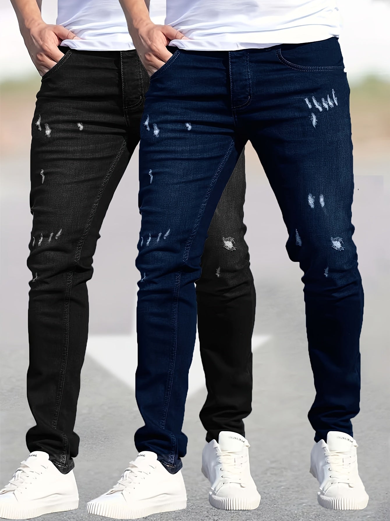 Men's Black+Blue Denim Jeans - product view 5