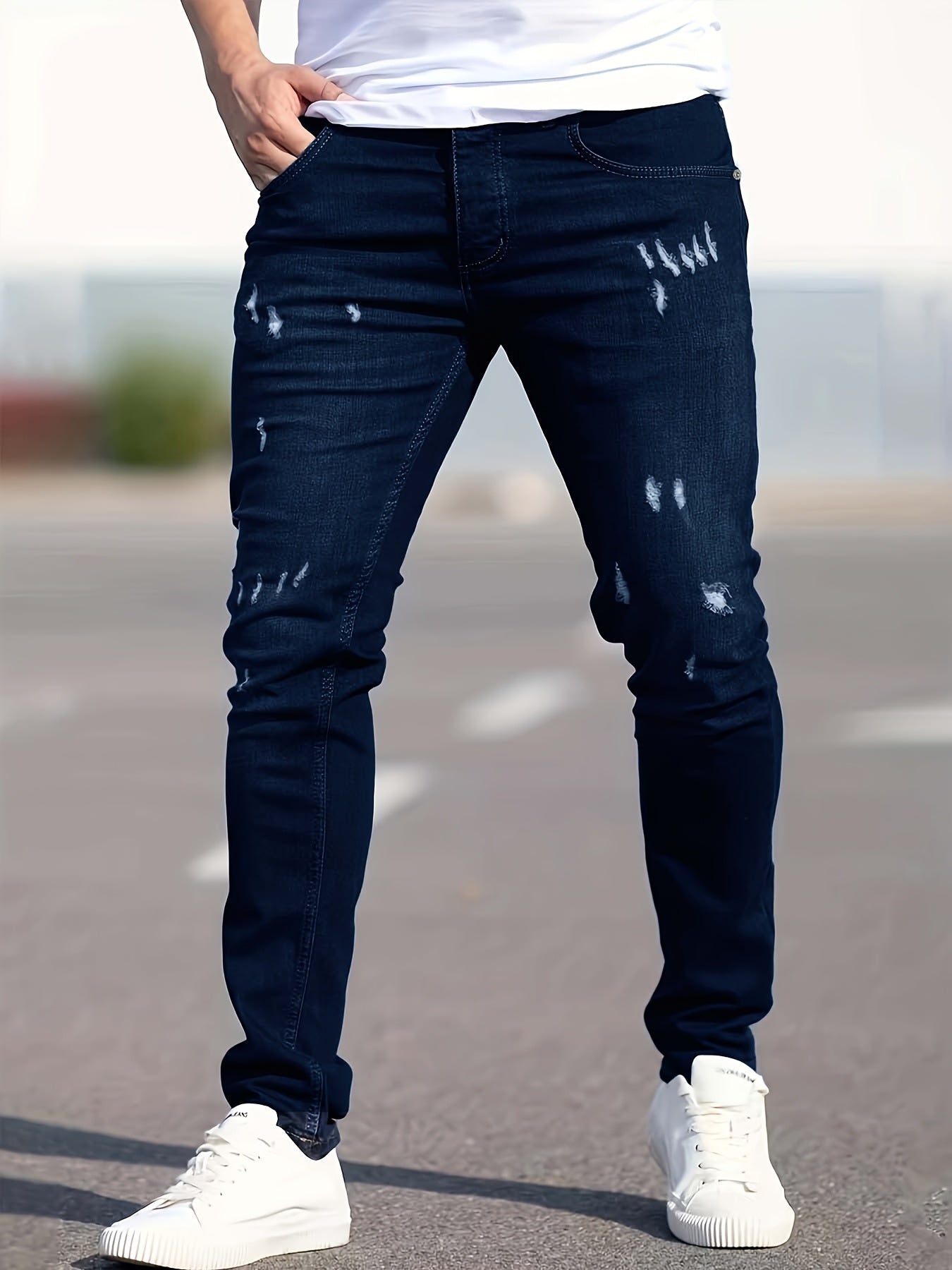 Men's Ripped Stretch Jeans 2-Pack - Streetwear Denim Set