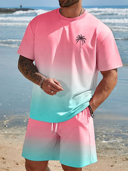 Men's Deep Sky Blue Polyester Short-Sleeve Shorts - product view 14