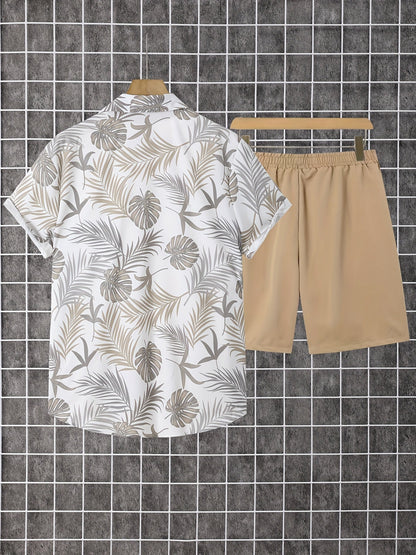 Men's Shirt and Shorts Set - Resort Print Summer Urban Edition