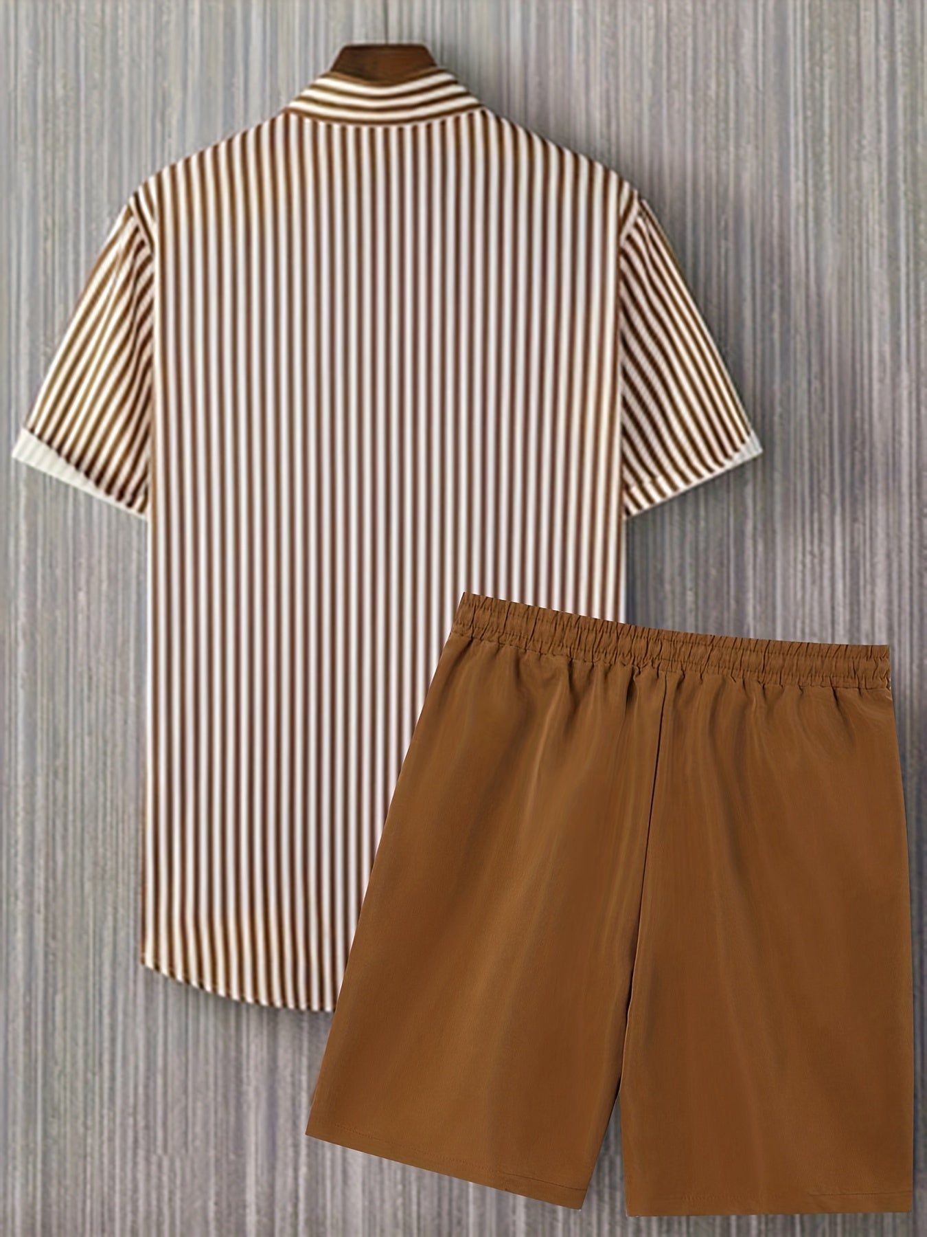 Men's Shirt and Shorts Set - Striped Summer Style