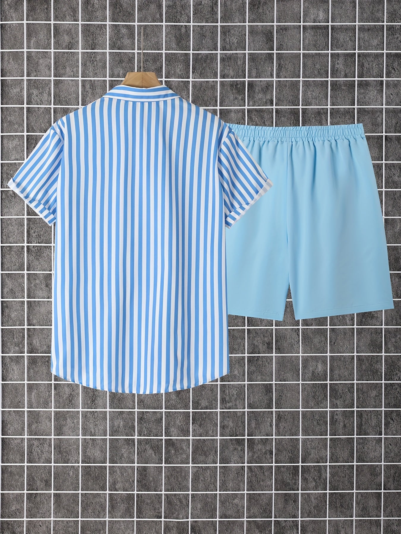 Men's Shirt and Shorts Set - Striped Summer Style