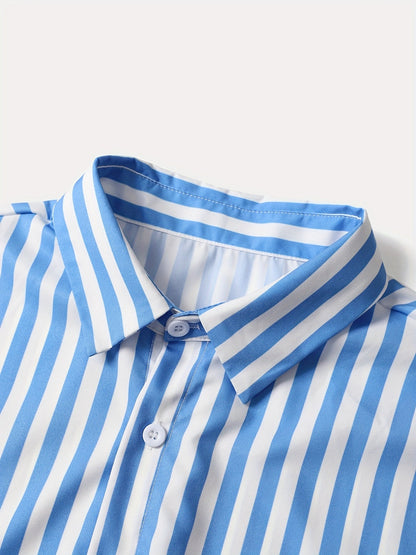 Men's Shirt and Shorts Set - Striped Summer Style