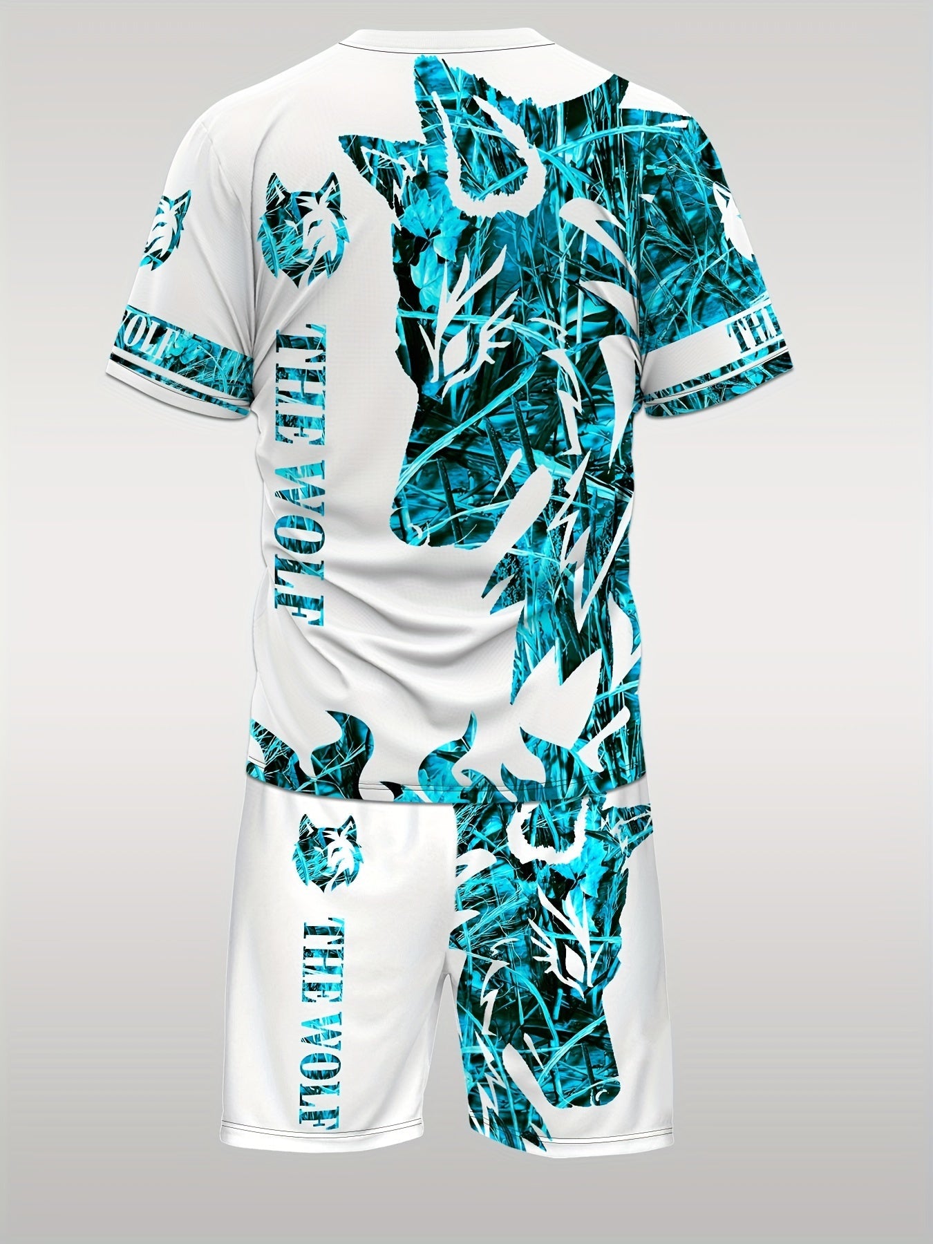 Men's Shirt and Shorts Set - Wolf Print Summer Style