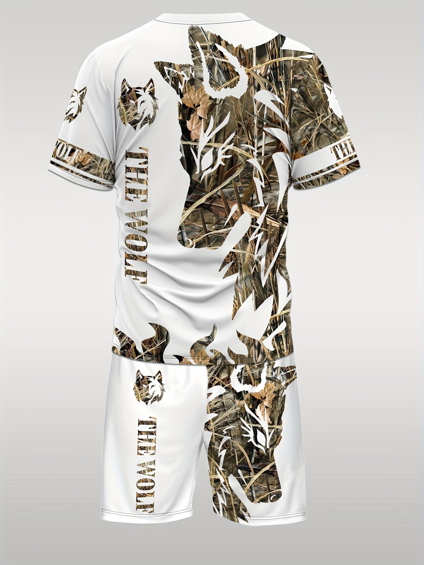 Men's Shirt and Shorts Set - Wolf Print Summer Style