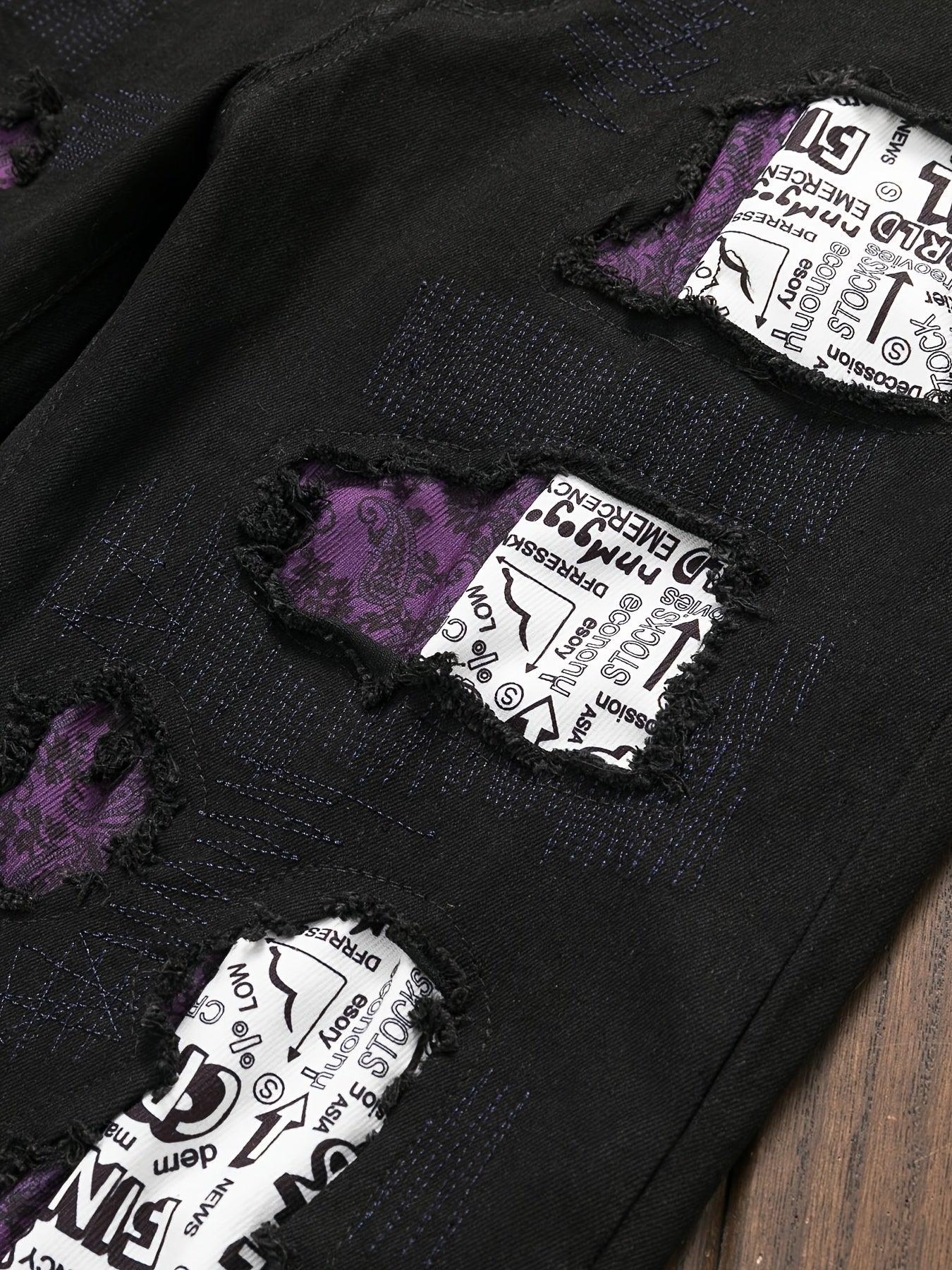 Men's Skinny Jeans - Black Denim Distressed