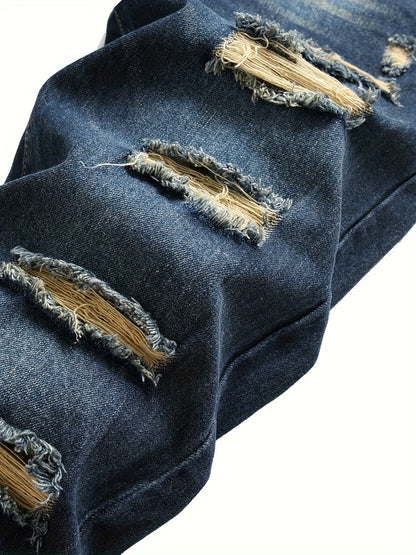 Men's Skinny Jeans - Classic Wash Distressed Streetwear