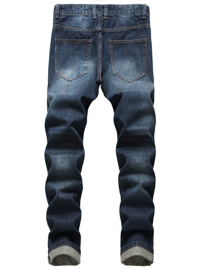 Men's Skinny Jeans - Classic Wash Distressed Streetwear