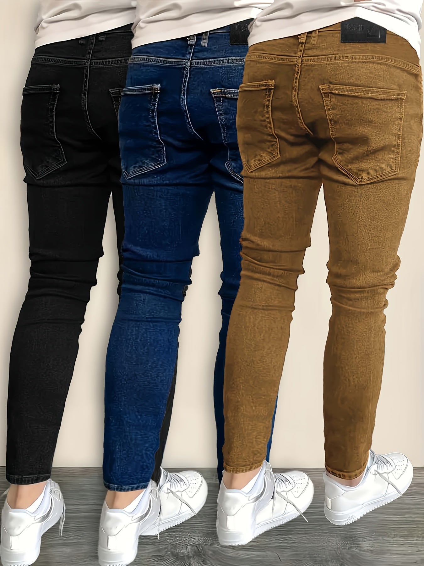 Men's Slim Fit Jeans 3-Pack - Stretch Denim Everyday Set
