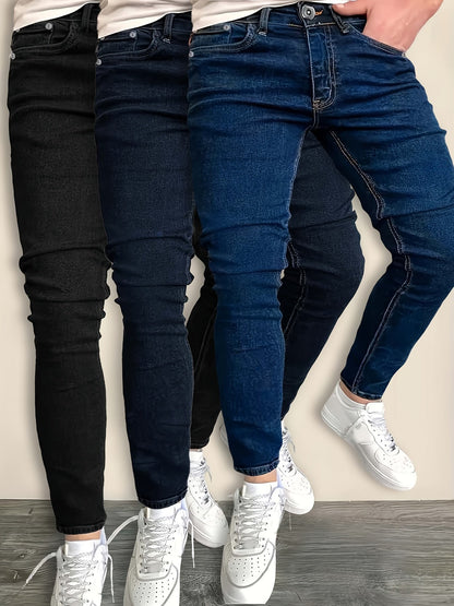 Men's Slim Fit Jeans 3-Pack - Stretch Denim Everyday Set