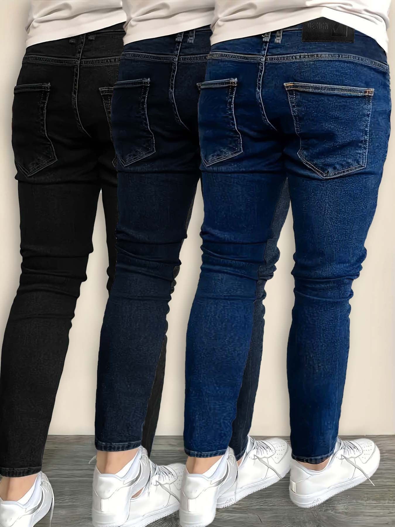 Men's Slim Fit Jeans 3-Pack - Stretch Denim Everyday Set