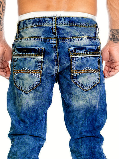 Men's Slim Fit Jeans - Black Denim Distressed