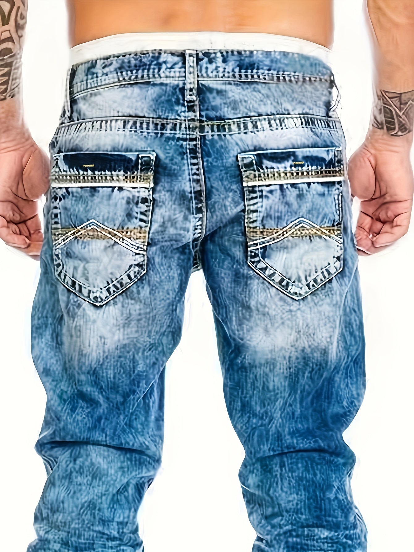 Men's Slim Fit Jeans - Black Denim Distressed
