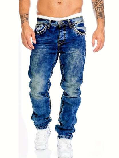 Men's Slim Fit Jeans - Black Denim Distressed